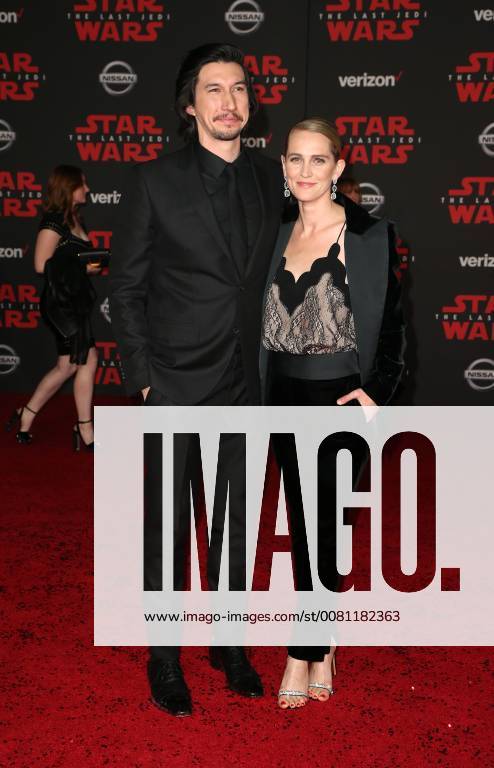 LOS ANGELES, CA - DECEMBER 9: Adam Driver, Joanne Tucker, at Premiere Of Disney Pictures And Lucasfilm s Star Wars: The Last Jedi at Shrine Auditorium in Los Angeles, California on December 9, 2017.
