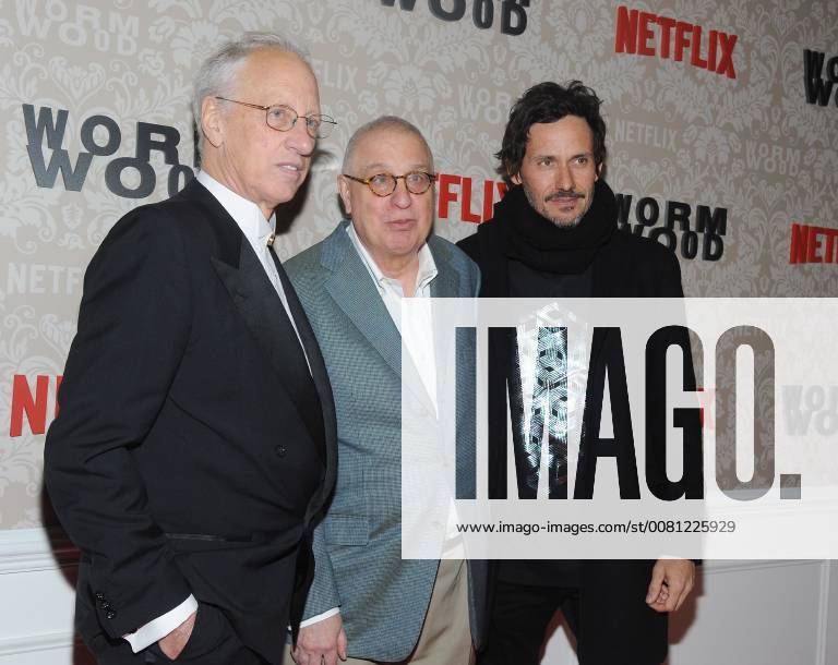 NEW YORK, NY - DECEMBER 12: Eric Olson and Errol Morris and Christian Camargo attends the Wormwood New York premiere at The Campbell on December 12, 2017 in New York City.