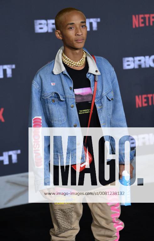 Actor Jaden Smith attends the premiere of the sci-fi motion picture thriller Bright at the Regency Village Theatre in the Westwood section of Los Angeles on December 13, 2017. Storyline: Set in a world where mystical creatures live side by side with humans. A human cop is forced to work with an Orc to find a weapon everyone is prepared to kill for. LAP2017121396 JIMxRUYMEN