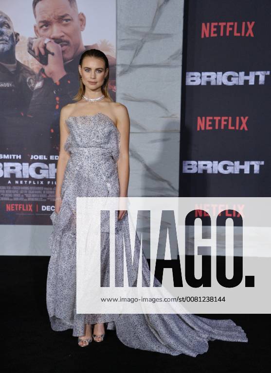Cast member Lucy Fry attends the premiere of the sci-fi motion picture thriller Bright at the Regency Village Theatre in the Westwood section of Los Angeles on December 13, 2017. Storyline: Set in a world where mystical creatures live side by side with humans. A human cop is forced to work with an Orc to find a weapon everyone is prepared to kill for. LAP2017121359 JIMxRUYMEN