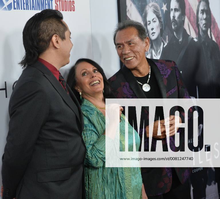 Cast member Wes Studi (R) and his wife Maura Dhu Studi and son Kholan Studi attend the premiere of the motion picture western Hostiles at the Academy of Motion Picture Arts & Sciences in Beverly Hills, California on December 14, 2017. Storyline: In 1892, a legendary Army captain reluctantly agrees to escort a Cheyenne chief and his family through dangerous territory. LAP2017121422 JIMxRUYMEN