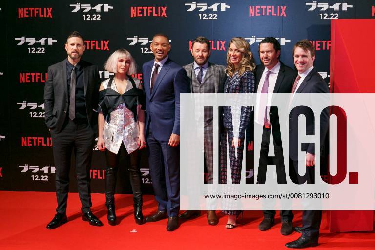 (L to R) Director David Ayer, actress Noomi Rapace, Will Smith and Joel Edgerton, pose for the cameras during the Japan premiere for the movie Bright on December 19, 2017, Tokyo, Japan. The casts received a warm welcome from the Japanese fans at the event. The film will be released globally on Netflix on December 22. (gxta_brightjp014)