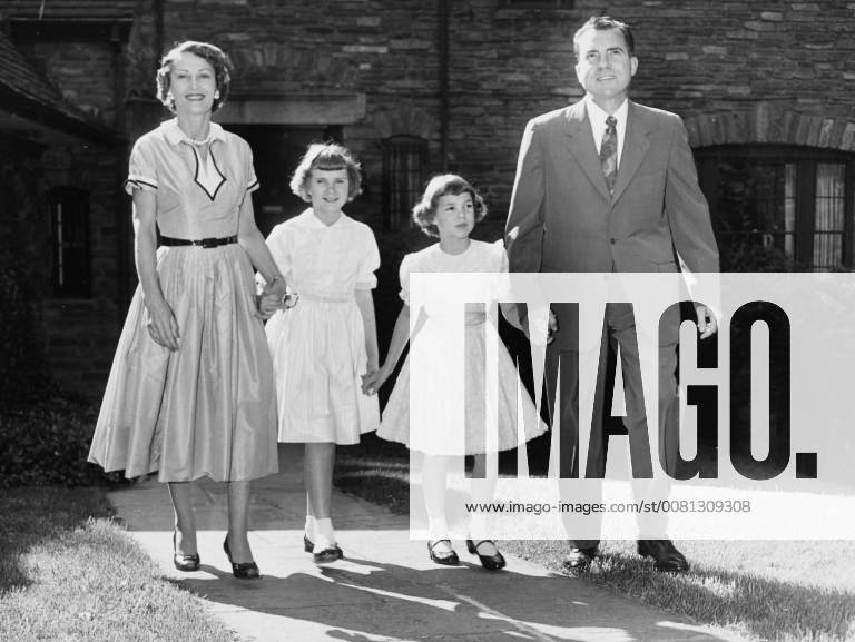 Veep Has The Ideal Look For A Father. Vice President Richard M. Nixon strolls in the grounds of their Washington home with his wife, Pat, and children Patricia, 11, and Julie, who will be 9 in July. In a recent poll of the American Women s Institute, Mr. Nixon not only topped a list of the nation s best-dressed fathers but also topped the list of 10 fathers in public life to win the title of the ideal look . Washington, USA. 03 June 1967., Washington USA