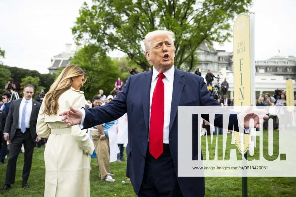 President Donald Trump attends the White House Easter Egg Roll on the South Lawn of the White House in Washington DC on Monday, April 21, 2025. WAX20250421487 GraemexSloan