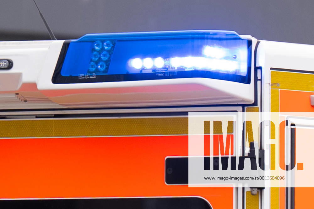 Hamburg, A fire department ambulance drives through a Hamburg street on an emergency call Hamburg Germany
