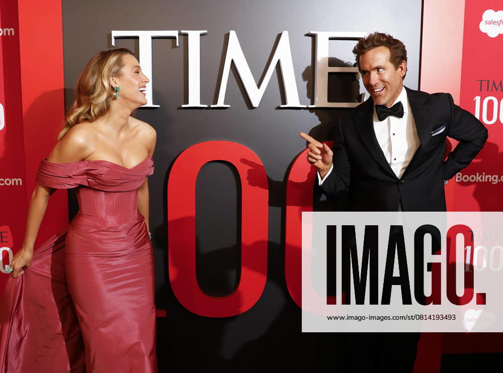 Actress Blake Lively and Ryan Reynolds arrive on the red carpet at the 2025 TIME100 Gala Jazz at Lincoln Center in New York City on Thursday, April 24, 2025. NYP20250424352 JOHNxANGELILLO
