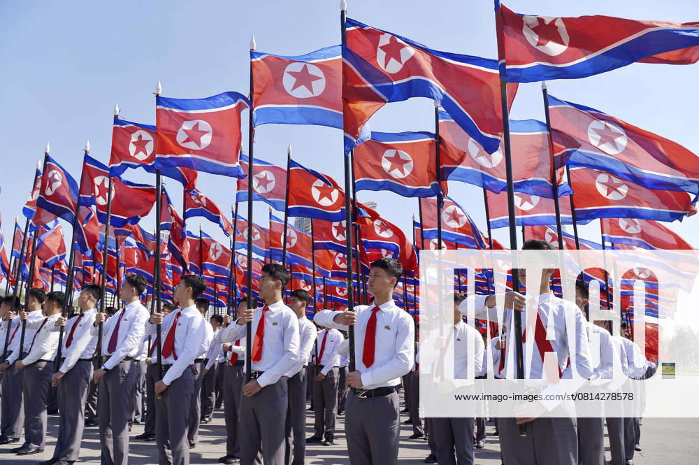 93rd anniv. of founding of Korean People s Revolutionary Army People line up with North Korean flags in Pyongyang on April 25, 2025, to celebrate the 93rd anniversary the same day of the founding of the Korean People s Revolutionary Army. A14AA0004493232P