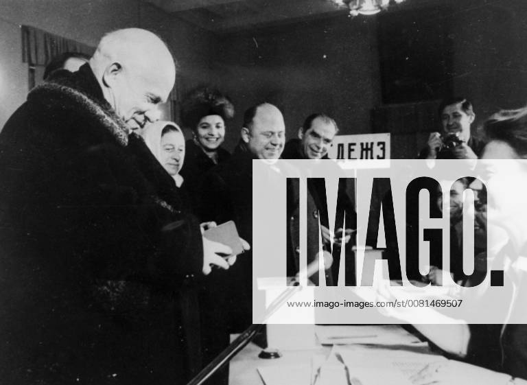 SOVIET PRIME MINISTER NIKITA KHRUSHCHEV VOTING IN USSR ELECTIONS IN MOSCOW ; 6 MARCH 1963,