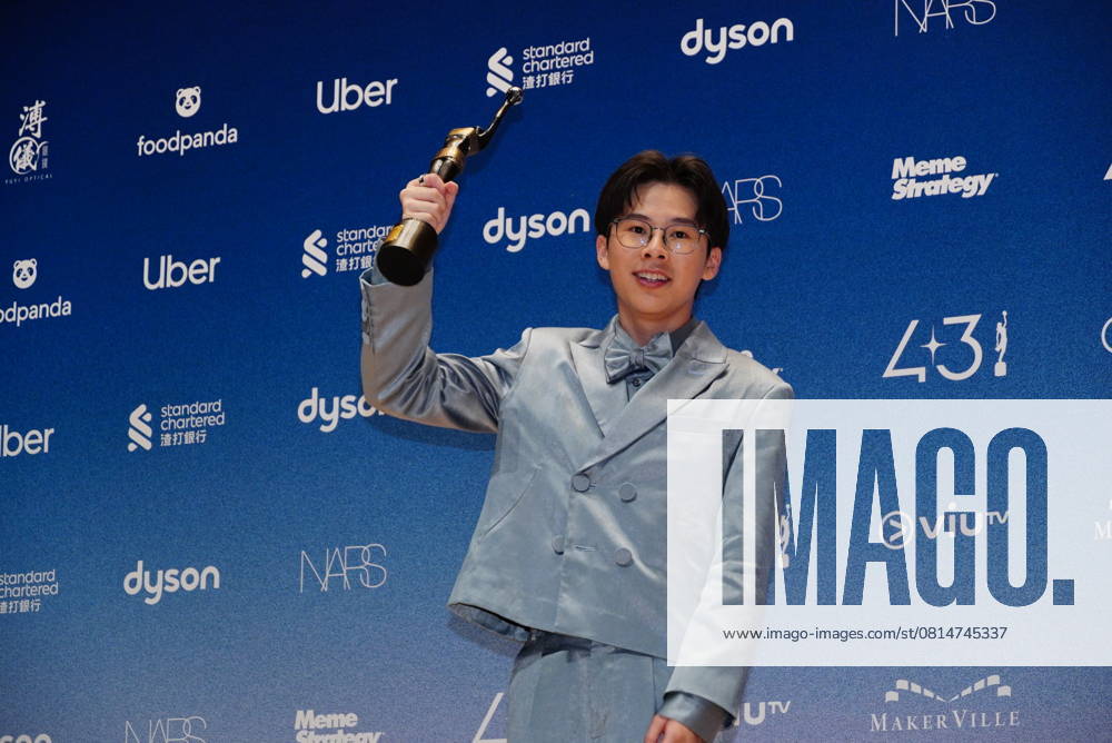 Actor Dylan So poses with Best New Performer trophy at backstage during the 43rd Hong Kong Film Awards on April 27, 2025 in Hong Kong, China.