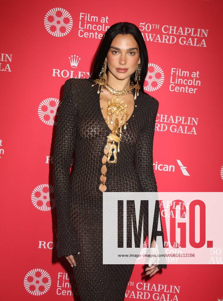 Singer DUA LIPA seen at the 50th Annual Chaplin Award Gala honoring Pedro Almodovar held at Alice Tully Hall at Lincoln Center. New York USA - ZUMAk03_ 20250428_zaf_k03_038