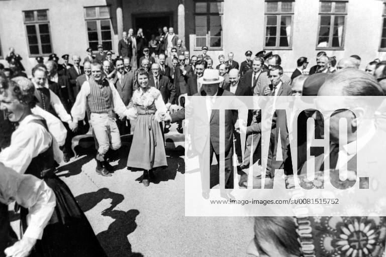 SOVIET PRIME MINISTER NIKITA KHRUSHCHEV FOLK DANCE IN STOCKHOLM, SWEDEN ; 26 JUNE 1964,