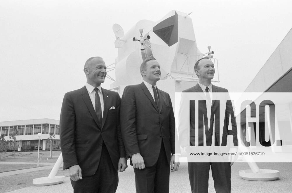 Houston, Texas, U.S. - On This Day Jan. 9, 1969, announced the prime crew of the Apollo 11 lunar landing mission. This portrait was taken on Jan. 10, the day after the announcement of the crew assignment. Later that year in July 1969, the crew launched to the Moon and into history. From left to right are lunar module pilot Buzz Aldrin; commander Neil Armstrong; and command module pilot Michael Collins. They were photographed in front of a lunar module mockup beside Building 1 at what is now Johnson Space Center, following a press conference at the Center to introduce the crew. Houston U.S. - ZUMAz03_ 20180109_sha_z03_004