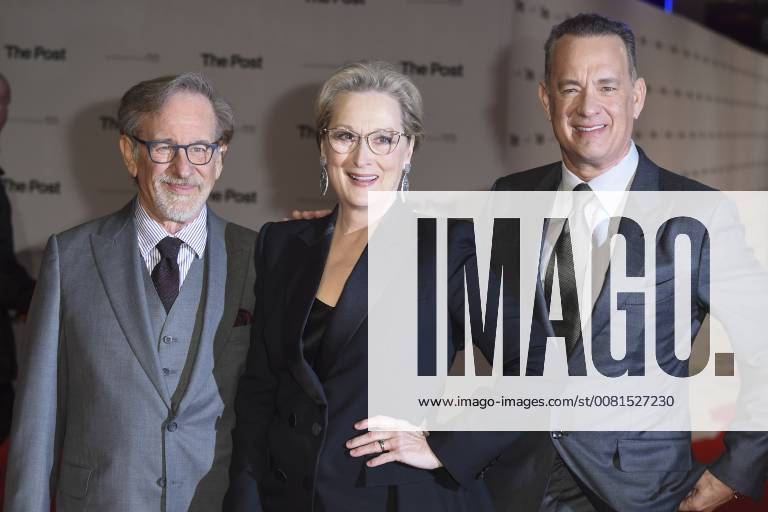 Steven Spielberg, Meryl Streep and Tom Hanks at the European premiere of the movie the post the Publisher at the Odeon Leicester Square London 10 01 2018 Steven Spielberg Meryl Streep Tom Hanks Foto:xS.xFuturexImage