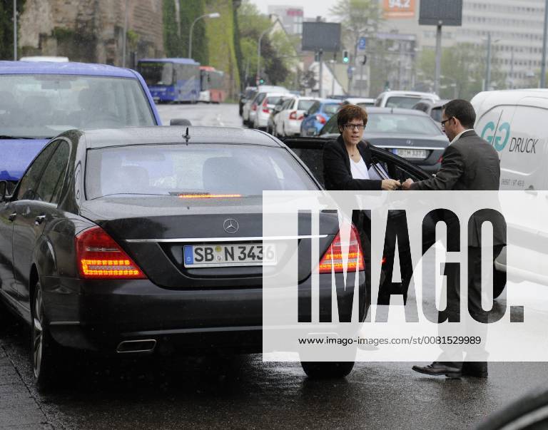 The Landtag of Saarland comes Wednesday 15 5 2013 to its regular meeting in Saarbrücken here comes together Prime Minister Annegret Kramp Karrenbauer with their cars at the Parliament bub