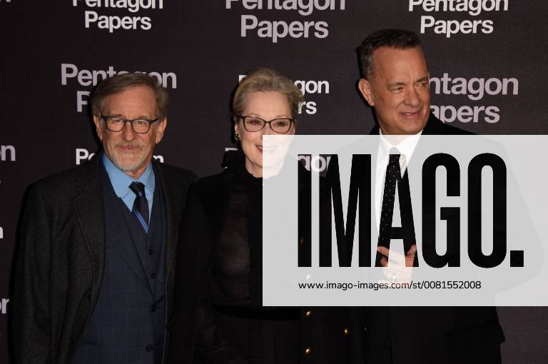 Pentagon Papers Premiere in Paris Steven Spielberg ( realisateur ) - Meryl Streep ( actrice ) - Tom Hanks ( acteur ) CELEBRITES : Avant premiere du film PENTAGON PAPERS - Paris - 13 01 2018 FedericoPestellini Panoramic
