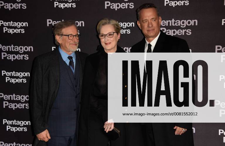 Pentagon Papers Premiere in Paris Steven Spielberg ( realisateur ) - Meryl Streep ( actrice ) - Tom Hanks ( acteur ) CELEBRITES : Avant premiere du film PENTAGON PAPERS - Paris - 13 01 2018 FedericoPestellini Panoramic