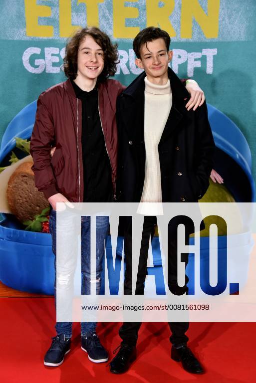 Actor Maximilian Ehrenreich and Eloi Christian l r posing on 14 01 2018 in Cologne at the premiere of the movie help I my parents shrunk 01 in German cinemas coming on 18