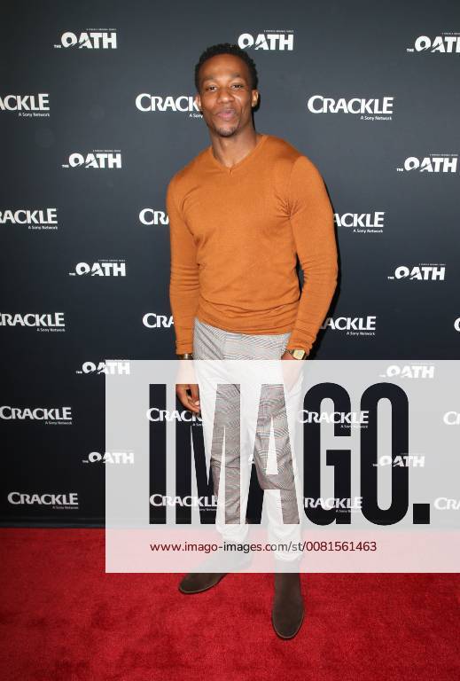 PASADENA, CA - JANUARY 14: Arlen Escarpeta, at Photo Call For Crackle s The Oath at The Langham Huntington in Pasadena, California on January 14, 2018.
