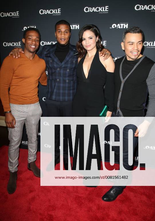 PASADENA, CA - JANUARY 14: Arlen Escarpeta, Cory Hardrict, Katrina Law, Joseph Julian Soria, at Photo Call For Crackle s The Oath at The Langham Huntington in Pasadena, California on January 14, 2018.