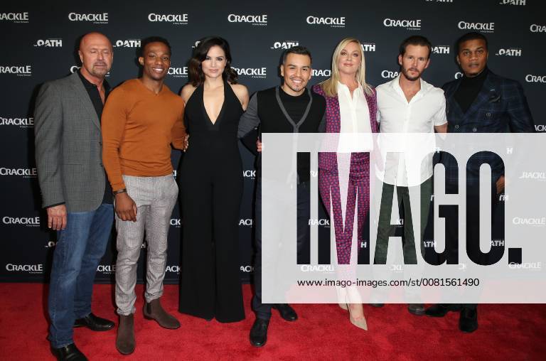PASADENA, CA - JANUARY 14: Katrina Law, Ryan Kwanten, Elisabeth Rohm, Joseph Julian Soria, Cory Hardrict, Arlen Escarpeta, Joe Halpin, at Photo Call For Crackle s The Oath at The Langham Huntington in Pasadena, California on January 14, 2018.