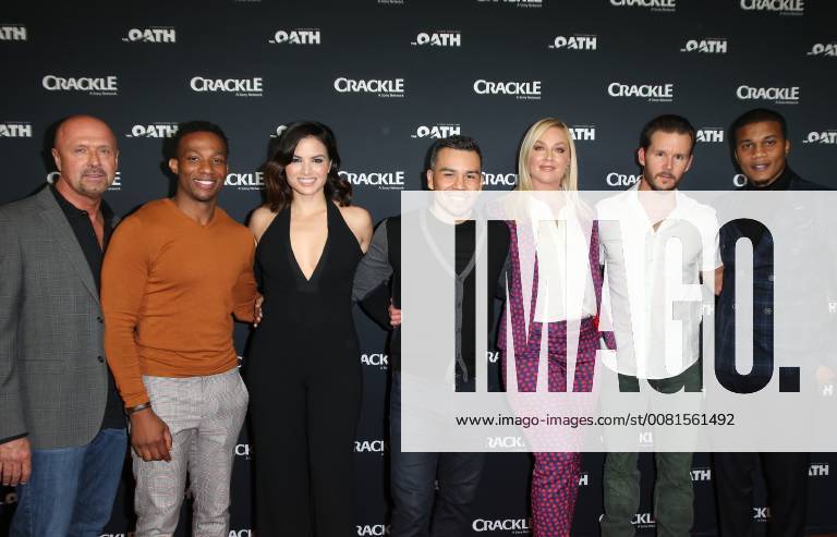 PASADENA, CA - JANUARY 14: Katrina Law, Ryan Kwanten, Elisabeth Rohm, Joseph Julian Soria, Cory Hardrict, Arlen Escarpeta, Joe Halpin, at Photo Call For Crackle s The Oath at The Langham Huntington in Pasadena, California on January 14, 2018.