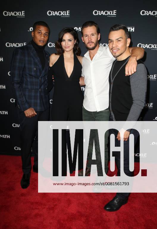 PASADENA, CA - JANUARY 14: Cory Hardrict, Katrina Law, Ryan Kwanten, Joseph Julian Soria, at Photo Call For Crackle s The Oath at The Langham Huntington in Pasadena, California on January 14, 2018.