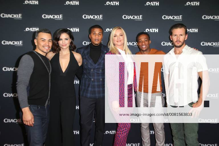 Joseph Julian Soria Katrina Law Cory Hardrict Elisabeth Rohm Arlen Escarpeta and Ryan Kwanten at the Photocall for the series of the oath the oath on 14 01 2018 in Pasadena Crackle s oath of the TV series Photocall in Ottawa at Los Angeles 2018