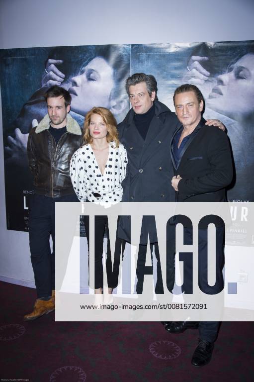 Paris, Ile de France, France - Gregoire Leprince - Ringuet, Melanie Thierry, Benjamin Biolay and Benoit Magimel at the premiere of La Douleur at the cinema Gaumont Opera in Paris. Paris France - ZUMAs197 20180115_zaa_s197_032