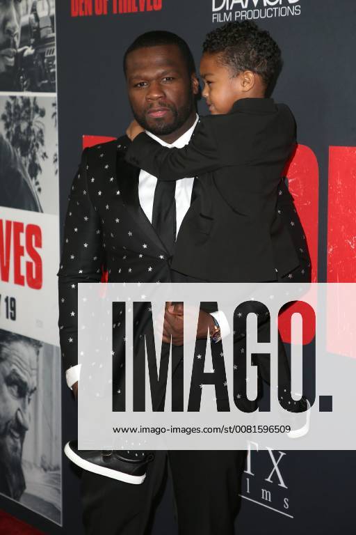LOS ANGELES, CA - JANUARY 17: Curtis 50 Cent Jackson and Sire Jackson at the premiere of Den Of Thieves at Regal Theaters at LA Live in Los Angeles, California on January 17, 2018.