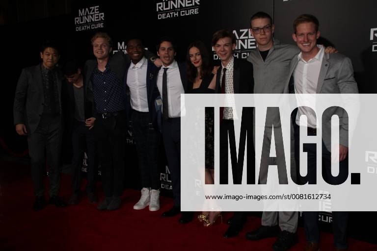 Ki Hong Lee, Alex Flores, Joe Adler, Dexter Darden, Dylan O?fBrien, Kaya Scodelario, Thomas Brodie-Sangster, Will Poulter, Chris Sheffield 01 18 2018 Red Carpet Fan Screening of Maze Runner: The Death Cure held at AMC Century City 15 at Westfield Century City Mall in Los Angeles, CA