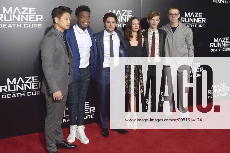 Ki Hong Lee Dexter Darden Dylan O Brien Kaya Scodelario Thomas Brodie Sangster and Will Poulter in the fan screening of the movie maze runner the death cure maze runner the elect in the death zone at the AMC century city 15 theatre of Los Angeles 18 01 2018 Foto:xD.xStarbuckx xFuturexImage