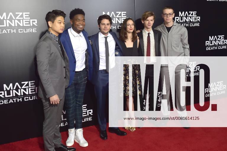 Ki Hong Lee Dexter Darden Dylan O Brien Kaya Scodelario Thomas Brodie Sangster and Will Poulter in the fan screening of the movie maze runner the death cure maze runner the elect in the death zone at the AMC century city 15 theatre of Los Angeles 18 01 2018 Foto:xD.xStarbuckx xFuturexImage