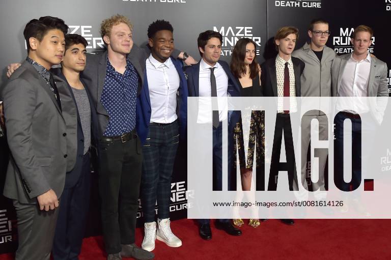 Ki Hong Lee Alex Flores Joe Adler Dexter Darden Dylan O Brien Kaya Scodelario Thomas Brodie Sangster Will Poulter and Chris Sheffield at the fan screening of the movie maze runner the death cure maze runner the elect in the death zone at the AMC century city 15 theatre of Los Angeles 18 01 2018 Foto:xD.xStarbuckx xFuturexImage
