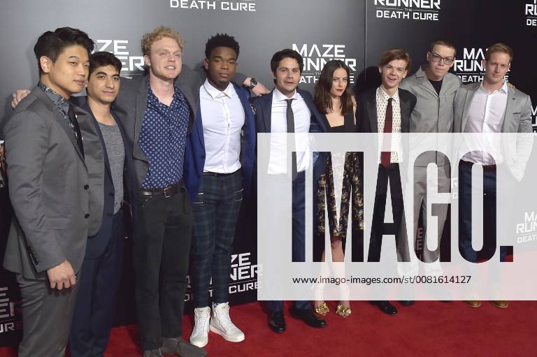 Ki Hong Lee Alex Flores Joe Adler Dexter Darden Dylan O Brien Kaya Scodelario Thomas Brodie Sangster Will Poulter and Chris Sheffield at the fan screening of the movie maze runner the death cure maze runner the elect in the death zone at the AMC century city 15 theatre of Los Angeles 18 01 2018 Foto:xD.xStarbuckx xFuturexImage