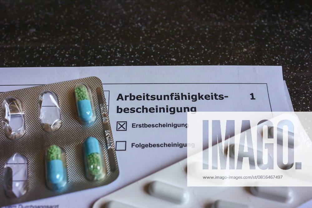 Stock photos 02 2025 Sick note with tablets