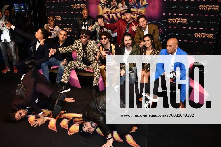 The cast and crew of Patser, with actor Junes Lazaar, actor Said Boumazoughe, director Bilal Fallah, director Adil El Arbi, DJ Like Mike, actress Nora Gharib, actor Noureddine Farihi and actor Matteo Simoni pictured during the premiere of the Belgian film Patser, with the actors at the Kinepolis Antwerp, Monday 22 January 2018. YORICKxJANSENS 05281363