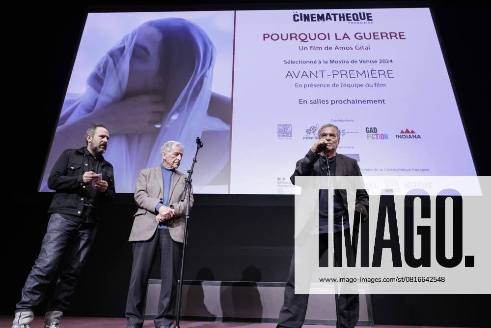 Premiere du film Why War dAmos Gitaï à la Cinà matheque francaise Premiere of Amos Gitaï s Why War at the Cinà matheque francaise - Matthieu Orlà an, Costa-Gavras, Amos Gitaï - Avant-premiere du film Why War dAmos Gitaï à la Cinà matheque francaise, Paris, France, le 05 05 2025.