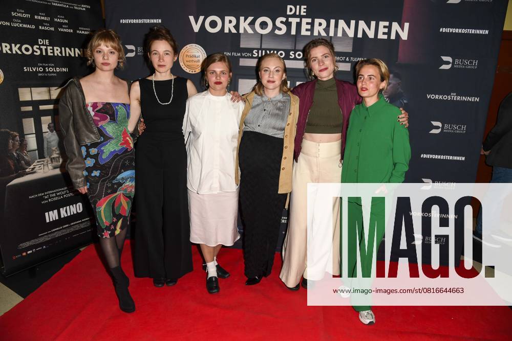 Berit Vander, Kriemhild Hamann, Emma Falck, Elisa Schlott, Thea Rasche and Olga Von Luckwald actresses as guests on the red carpet at the cinema film premiere Die Vorkosterinnen at Kino Babylon on 05 05 2025 in Berlin Berlin Germany