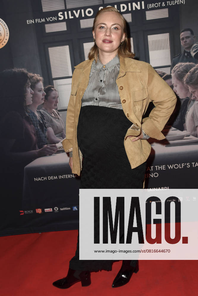 Elisa Schlott pregnant as a guest on the red carpet at the cinema film premiere Die Vorkosterinnen at Kino Babylon on 05 05 2025 in Berlin Berlin Germany