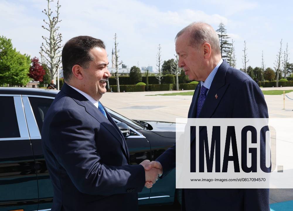 Turkish President, Recep Tayyip Erdo?an, receives Iraqi Prime Minister, Mohammed Shia Al-Sudani Turkish President, Recep Tayyip Erdo?an, receives Iraqi Prime Minister, Mohammed Shia Al-Sudani, at the Presidential Complex in Ankara on May 8, 2025. Photo by Turkish presidency apaimages Ankara Ankara Turkey 080525_TURKEY_TPO_01(4)