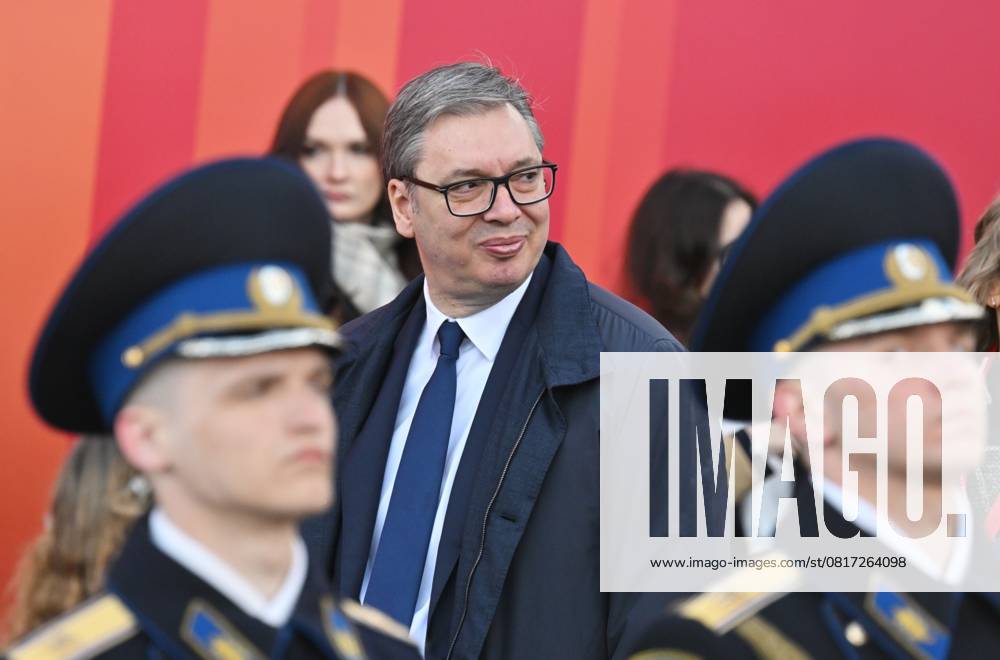 President of Russia Vladimir Putin and foreign leaders at military parade marking 80th anniversary of Victory 8919790 09.05.2025 Serbian President Aleksandar Vucic on Red Square in Moscow before the military parade to mark the 80th anniversary of Victory. On May 9, Russia celebrates the 80th anniversary of Victory in the Great Patriotic War of 1941-1945. Crediting the source in the following order photographer s name Host photo agency RIA Novosti is mandatory when using the photo Ilya Pitalev Host photo agency RIA Novosti Moscow Russia