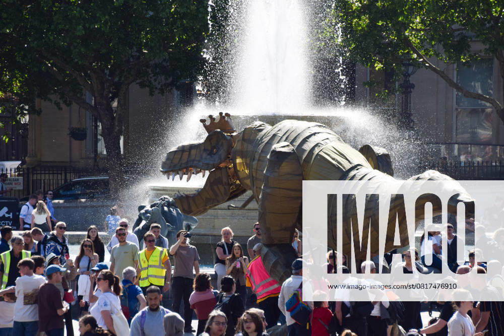 Anti-monarchy group Republic stage a rally with a dinosaur in Trafalgar Square. London United Kingdom - ZUMAv130 20250510_zip_v130_008
