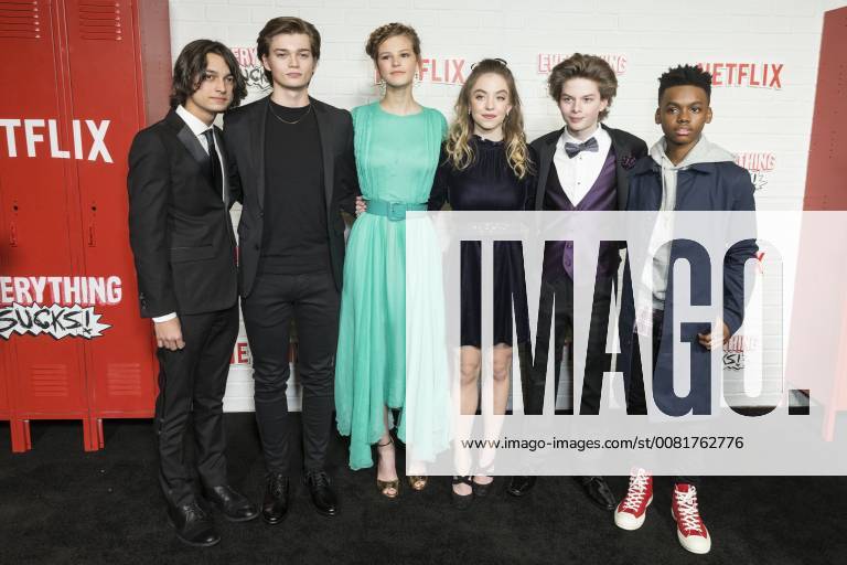 USA: Netflix Everything Sucks premiere Rio Mangini, Elijah Stevenson, Peyton Kennedy, Sydney Sweeney, Quinn Liebling, Jahi DiAllo Winston attend Netflix premiere Everything Sucks! season 1 at AMC 34th street New York New York United States AMC 34th Street LevxRadin