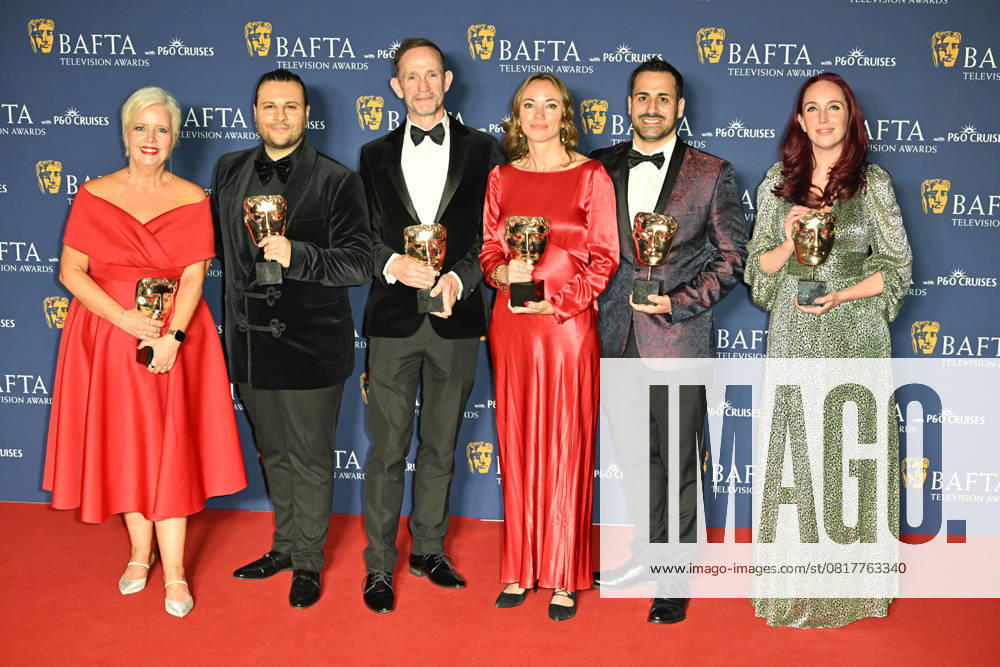 BAFTA TV Awards, Winners, London, UK, 11 May 2025. London, UK, 11 May 2025. Sharon Batten, Chris Clenshaw, Kieran Grimes, Lauren Klee, Kyri Zindilis and Joanna Thompson pose with the Soap Award for Eastenders on the Winners Carpet at the BAFTA Television Awards with P&O Cruises at the Royal Festival Hall, London, UK., Credit:Lee Floyd Avalon UK, London, Royal Festival Hall