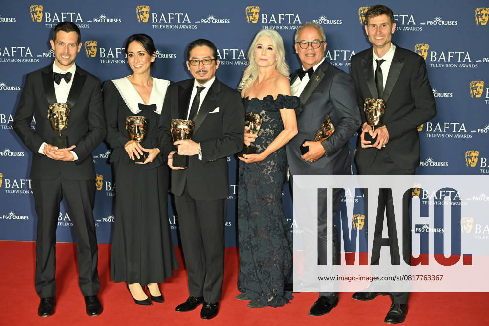 BAFTA TV Awards, Winners, London, UK, 11 May 2025. London, UK, 11 May 2025. (L-R) Justin Marks, Rachel Kondo, Hiroyuki Sanada, Michaela Clavell, Edward L. McDonnell and Jonathan Van Tulleken poses with the International Award for ShÅgun on the Winners Carpet at the BAFTA Television Awards with P&O Cruises at the Royal Festival Hall, London, UK., Credit:Lee Floyd Avalon UK, London, Royal Festival Hall