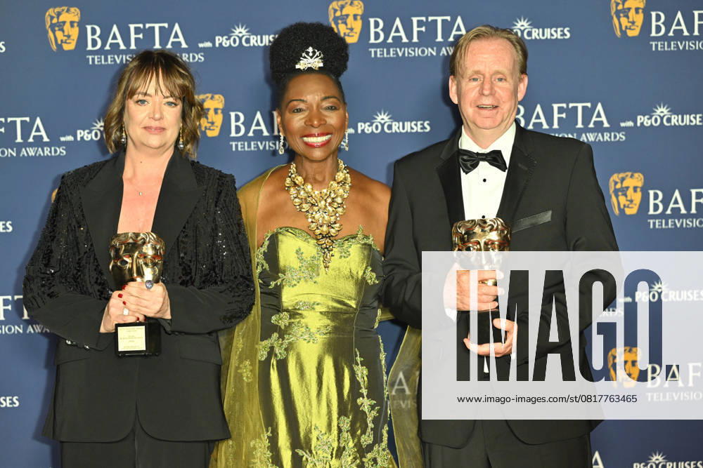 BAFTA TV Awards, Winners, London, UK, 11 May 2025. London, UK, 11 May 2025. Polly Hill, Baroness Dame Floella Benjamin and Kevin Lygo with the Special Award, on behalf of ITV, for commissioning Mr Bates Vs The Post Office on the Winners Carpet at the BAFTA Television Awards with P&O Cruises at the Royal Festival Hall, London, UK., Credit:Lee Floyd Avalon UK, London, Royal Festival Hall