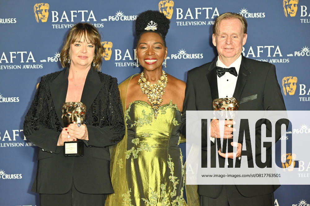 BAFTA TV Awards, Winners, London, UK, 11 May 2025. London, UK, 11 May 2025. Polly Hill, Baroness Dame Floella Benjamin and Kevin Lygo with the Special Award, on behalf of ITV, for commissioning Mr Bates Vs The Post Office on the Winners Carpet at the BAFTA Television Awards with P&O Cruises at the Royal Festival Hall, London, UK., Credit:Lee Floyd Avalon UK, London, Royal Festival Hall