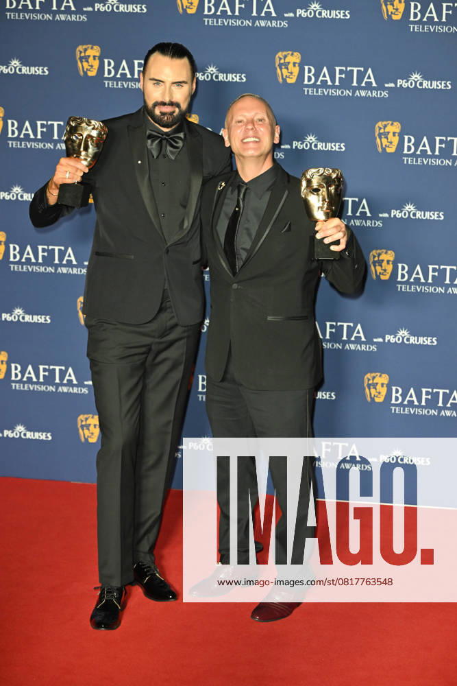 BAFTA TV Awards, Winners, London, UK, 11 May 2025. London, UK, 11 May 2025. Rylan Clark and Robert Rinder aka Judge Rinder, winners of the Factual Entertainment Award for Rob and Rylan s Grand Tour , pose on the Winners Carpet at the BAFTA Television Awards with P&O Cruises at the Royal Festival Hall, London, UK., Credit:Lee Floyd Avalon UK, London, Royal Festival Hall