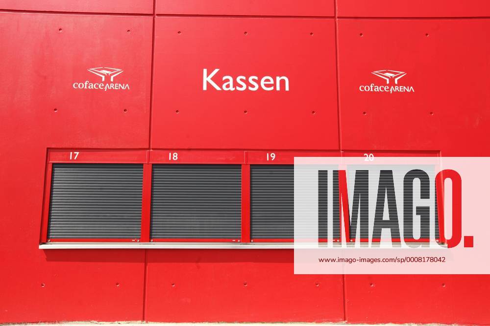 Fußball, Stadiongeschichte 1. FSV Mainz 05 Kassen bei der Coface Arena - Heimspielstätte des 1. FSV Mainz 05 o0 Schriftzug geschlossen