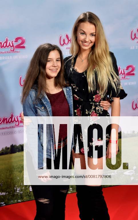 Influencer Mia Mias horse world and Julia Maria xLaeta l r pose on 04 02 2018 in Cologne on the red carpet at the premiere of the cinema Wendy 2 friendship forever